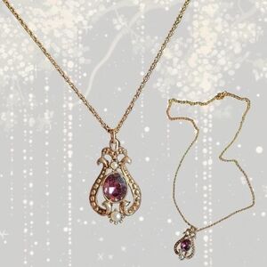 SOLD Avon Gold Necklace with Purple Gemstone